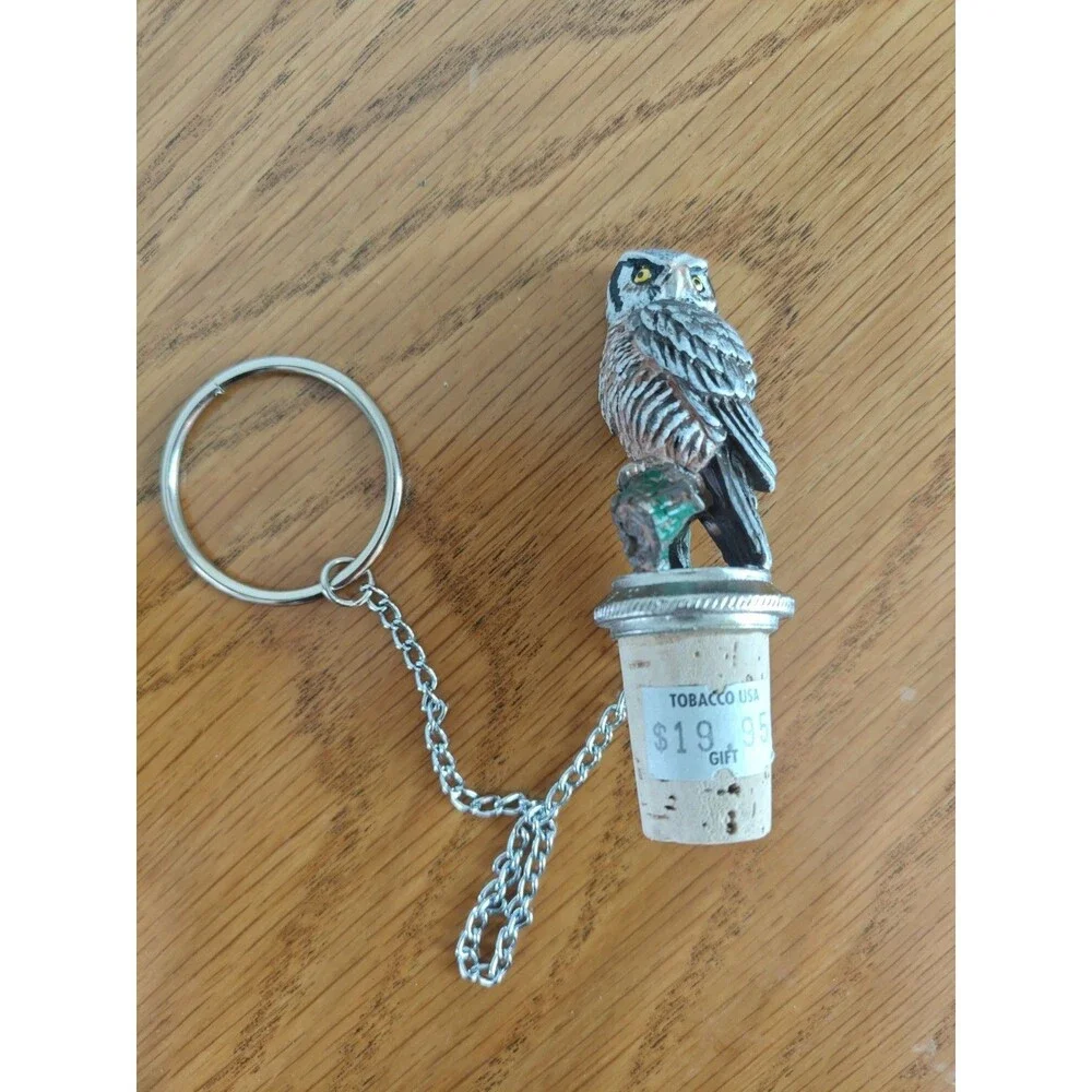Vintage WTU Owl Metal Wine Bottle Stopper Barware Collectible